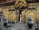 Kathmandu Changu Narayan 17 Changu Narayan Temple Main Entrance Has Beautiful Gilded Doors And Windows And Two Snow Lions